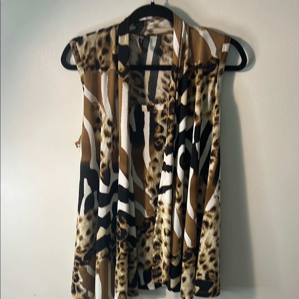 Milano Brown Tan Sleeveless Graphic Tunic